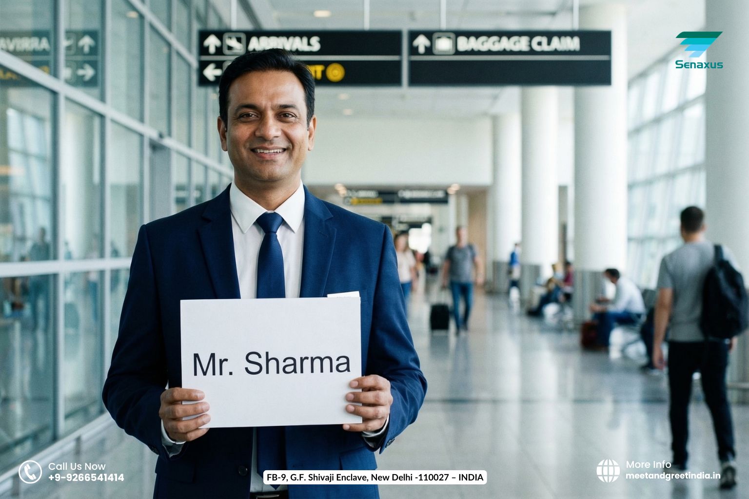 Senaxus Air CSA greeting passenger Hyderabad airport
